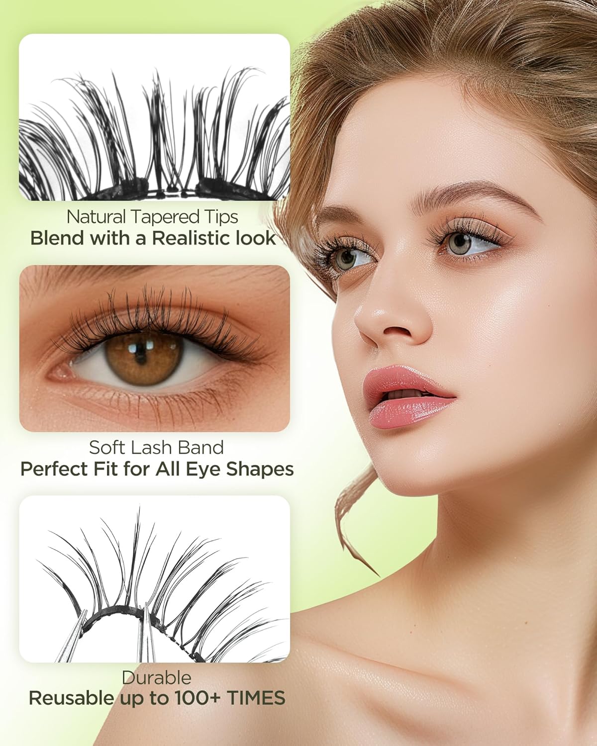 BEYELIAN Magnetic Eyelashes with Applicator Kit, Reusable Natural Look False Lashes, No Glue Needed Soft Magnetic Lashes for Eye MAC-33 (Lightweight & Comfortable)