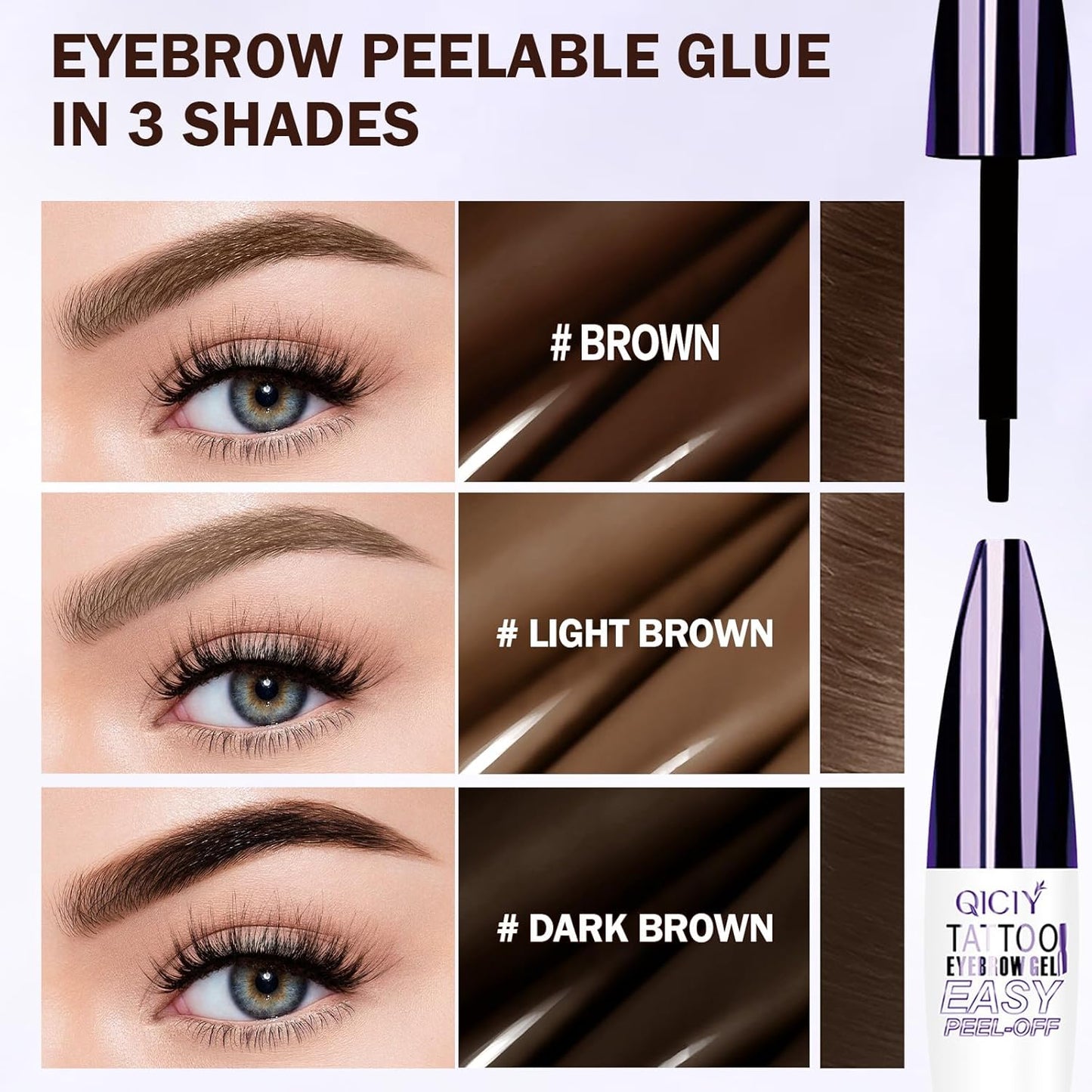 2025 New Tattoo Eyebrow Gel Easy Peel Off for Women, Upgrade Eyebrow Tattoo Peel Off, Transfer-proof Eyebrow Gels Waterproof for All Skin Types (Light Brown)