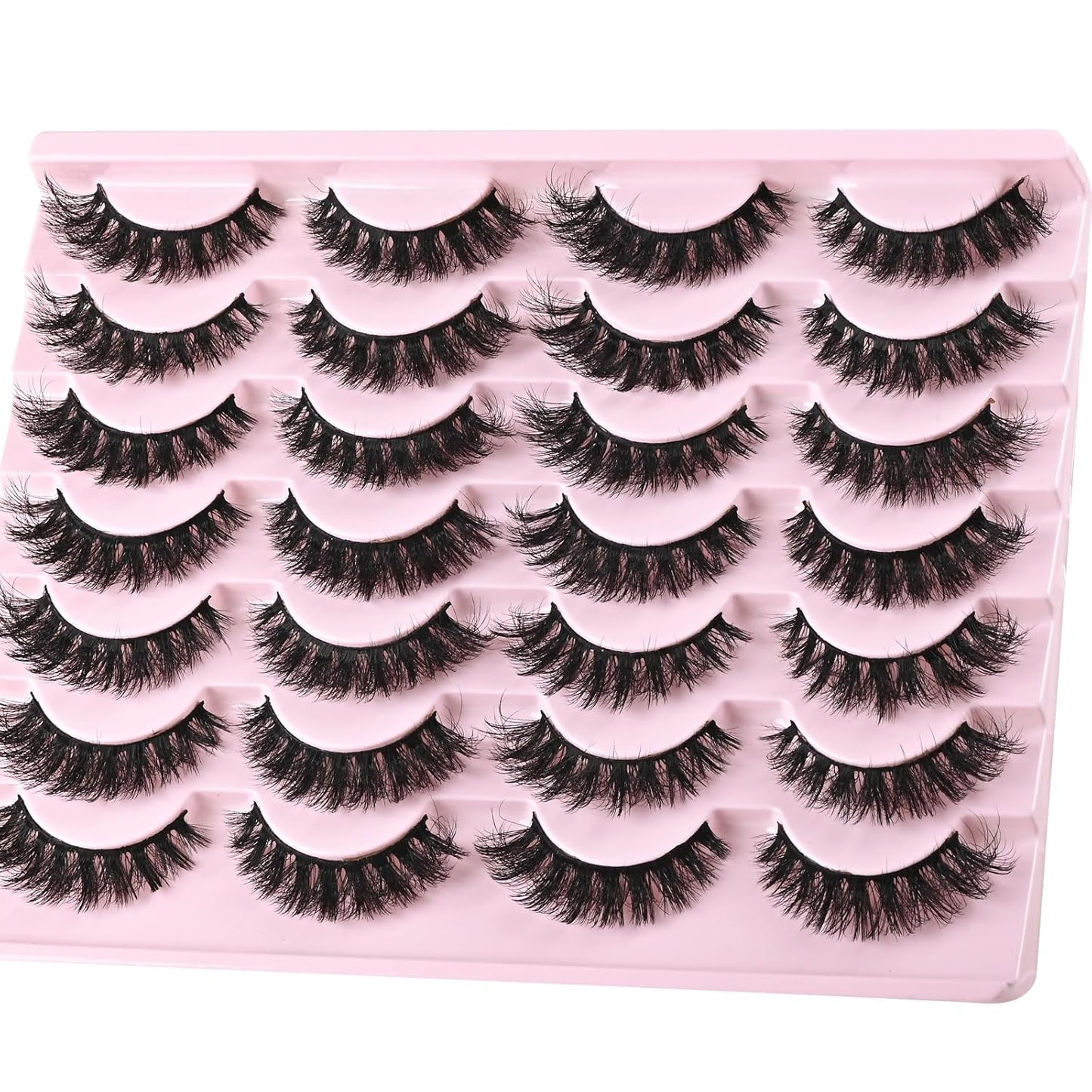 FARRED Wispy Mink Lashes Fluffy False Eyelashes 14 Pairs Fake Eyelashes Natural Look Short Natural Lashes Cat Eye Lash Wispy Volume Eyelash Faux Mink Strip Lashes Pack for Daily Makeup (F19 | 6-13 mm)