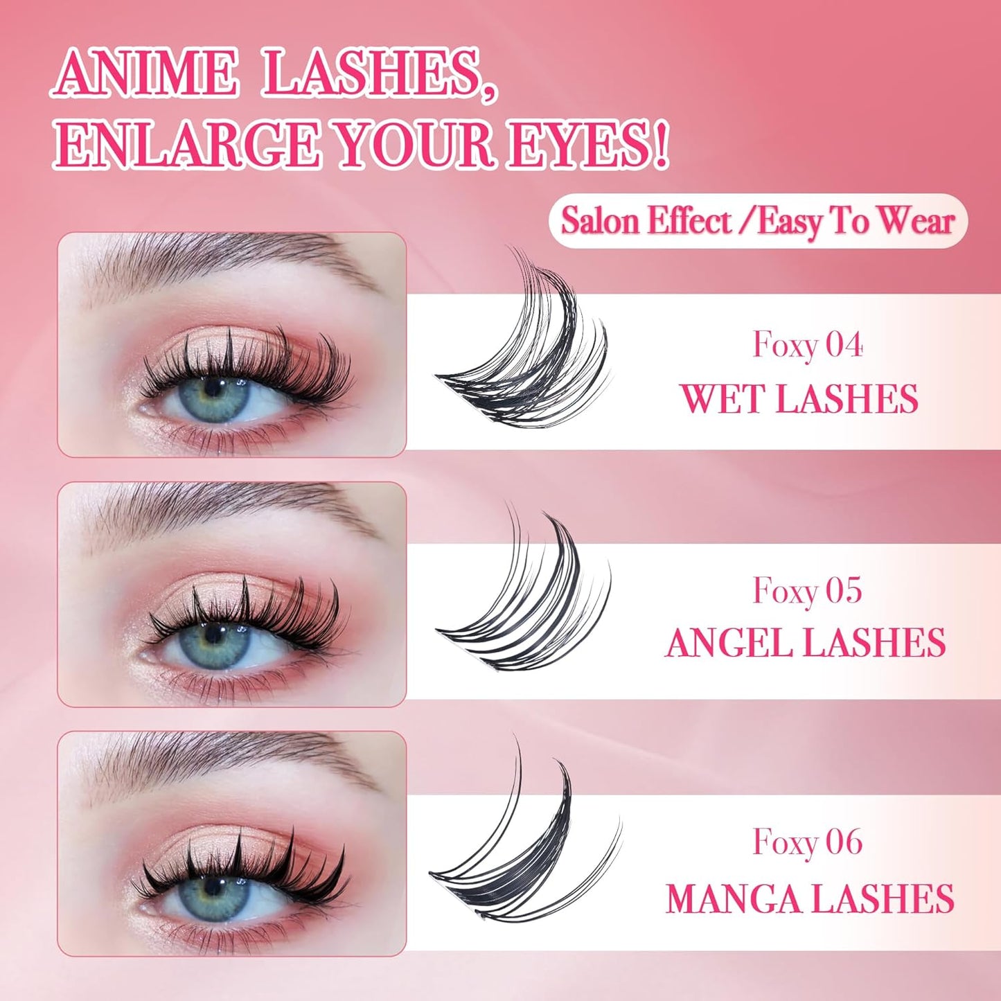 Lash Clusters - Lash Clusters Kit Mix Manga Lases 360pcs Eyelash Clusters Spiky Lases Clusters DIY at Home No Glue Included