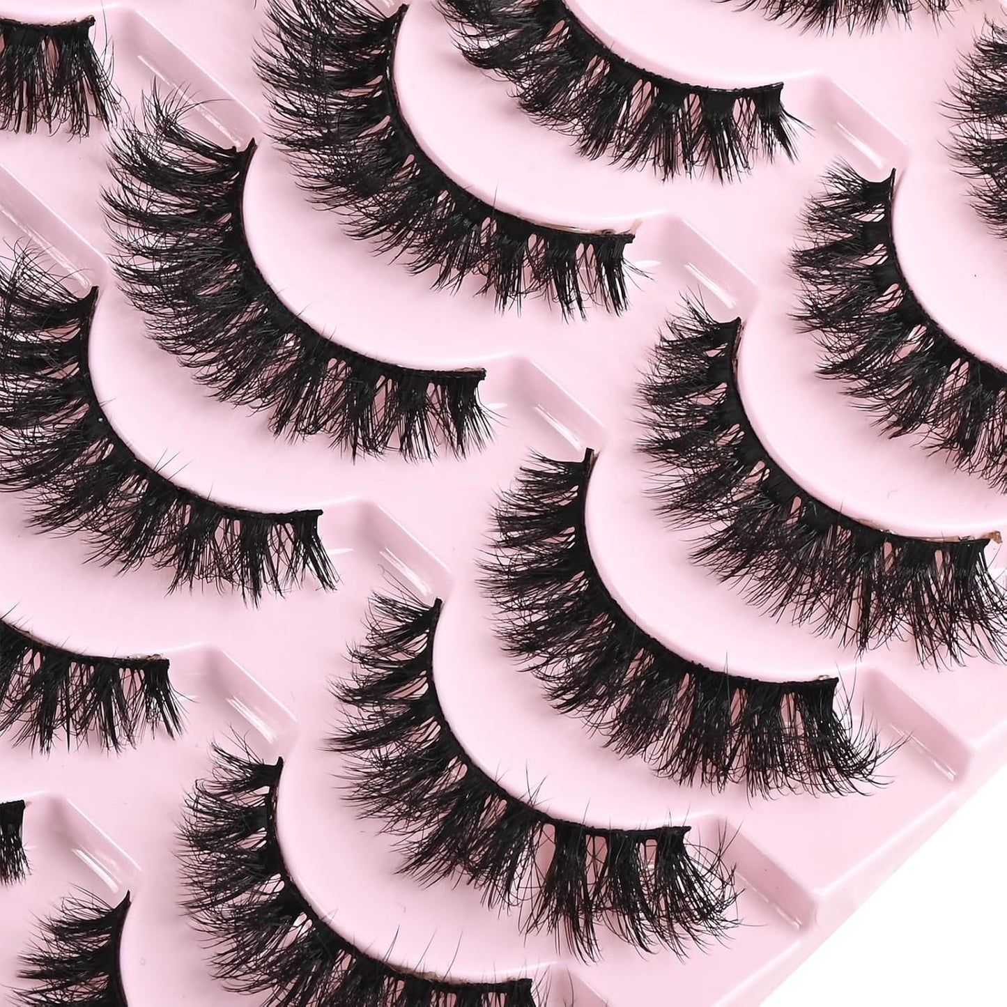 FARRED Wispy Mink Lashes Fluffy False Eyelashes 14 Pairs Fake Eyelashes Natural Look Short Natural Lashes Cat Eye Lash Wispy Volume Eyelash Faux Mink Strip Lashes Pack for Daily Makeup (F19 | 6-13 mm)