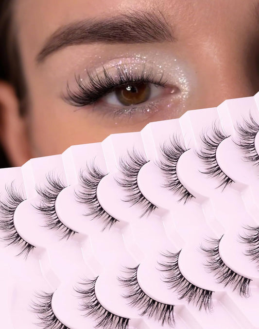 Cat Eye Lashes Natural Fake Lashes Demi Wispies Eyelashes Natural Look Lashes Wispy False Eyelashes Fox Eye Strip Lashes 7 Pairs