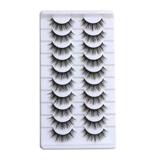 SUNWELL False Eyelashes 14mm Mink Lashes Natural Look 3D Faux Mink Lashes Manga Lashes Strips Soft Wispy Luxury Volume Fake Lashes 10 Pairs Pack