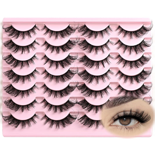 FARRED Cat Eye Lashes Fox Eyelash Wispy Fluffy False Eyelashes 14 Pairs Fake Eyelashes Natural Look Short Natural Lashes Cat Eye Lash Wispy Volume Eyelash (F23 | 8-16mm)