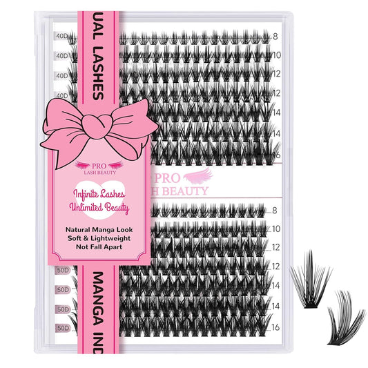 280 Pcs Individual Lashes 40D+50D Mixed Lash Clusters Devil Style Lashes That Look Like Eyelash Extensions Wispy Lashes DIY Individual Lashes At Home (40D+50D-D-8-16mix,Manga)