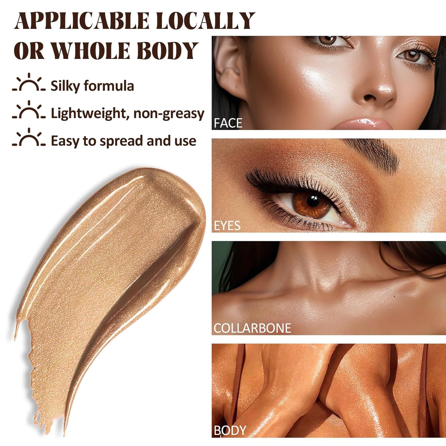 Instant Bronzing Drops, Face and Body Bronzer, Cream Liquid Bronzer Drops for Instant Tan, Bronze Drops, Blendable Lightweight Texture Bronzing Drops for Face - 03