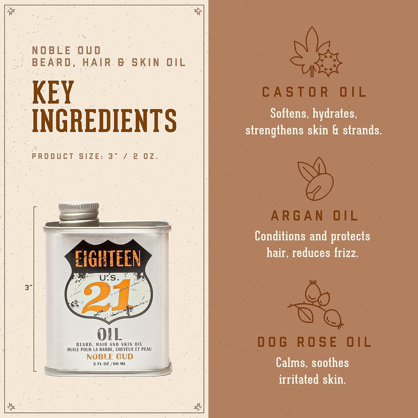 18.21 Man Made Man Sweet Tobacco & Noble Oud Beard, Hair & Skin Oil 2-Set Bundle, All Hair & Skin Types for Men, Strengthens and Moisturizes in a Manly Aroma