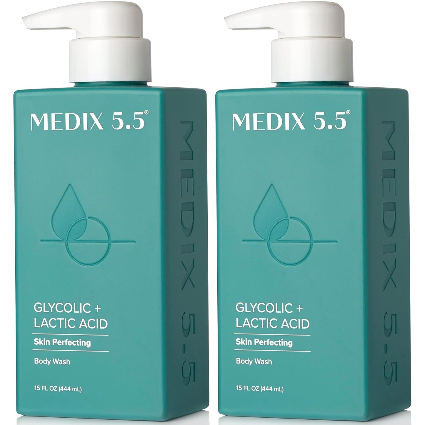 Medix 5.5 Glycolic Acid + Lactic Acid Exfoliating Body Wash Gel | KP Bump Eraser | AHA Exfoliant Skin Care Body Cleanser | Keratosis Pilaris & Acne | Anti Aging AHA Foaming Body & Face Wash, 2-Pack