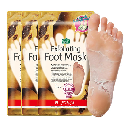 Purederm Exfoliating Foot Mask (3 Pack) – Regular Size Exfoliating Foot Masks for Cracked Feet, Dry Skin, Callused Feet…