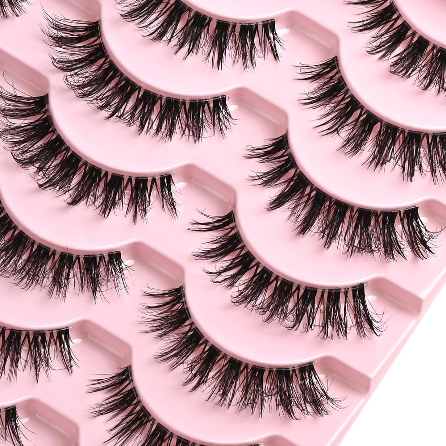 FARRED Cat Eye Lashes False Eyelashes Short Wispy Lash Strips Volume Eyelash 14 Pairs Cateye Medium Length False Clear Band Lashes Natural Looking Hybrid Clusters Full Strip Lashes (F29 | 7-14mm)