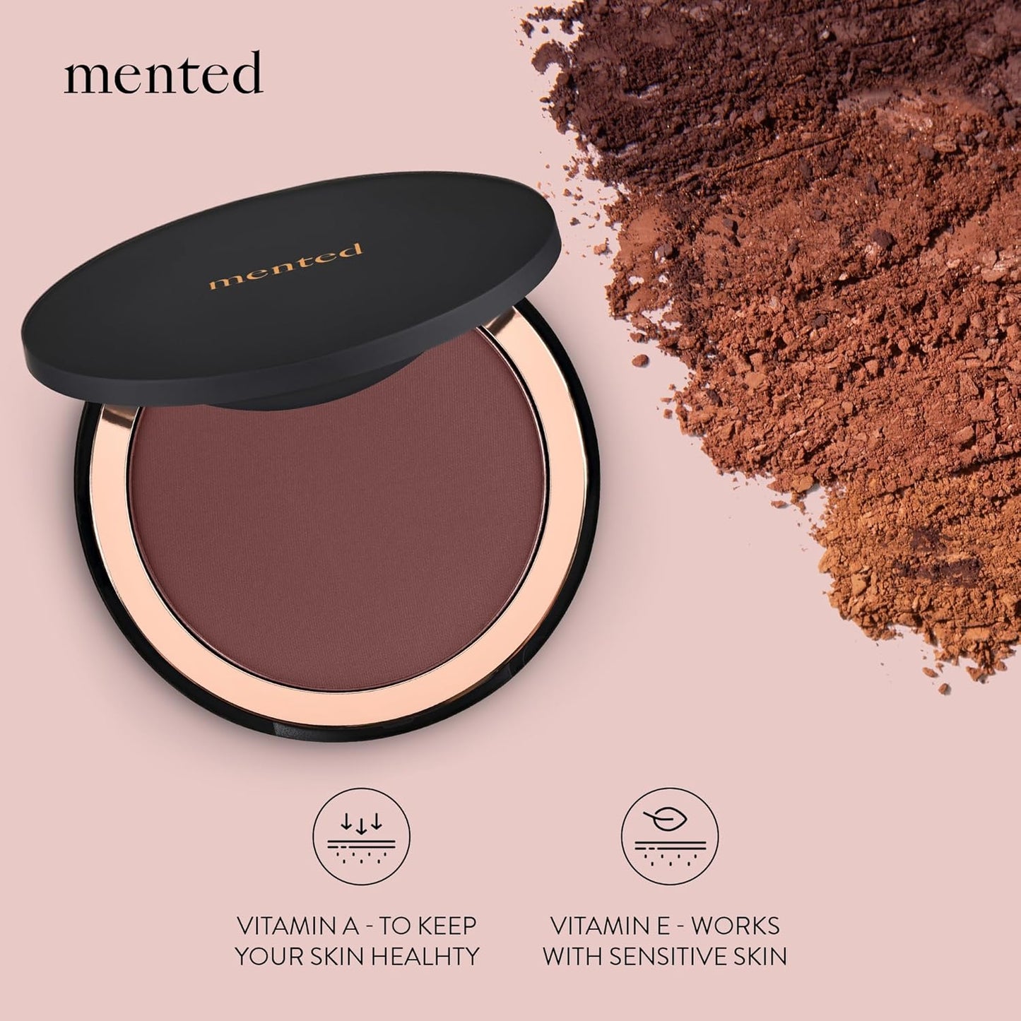 Mented Cosmetics Made in Italy, Cruelty Free Makeup, Vegan, Paraben Free, Shimmer Bronzer, Highlighter Bronzing Powder Palette for Face with Vitamin E + A, 0.35oz/10g, Vacay