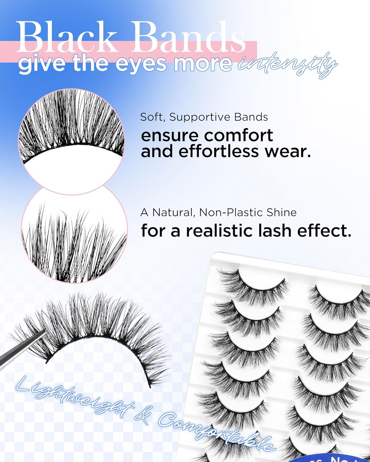 BEYELIAN False Eyelashes Natural Look 20 Pairs Strip Lashes, Wispy Lash Pack Soft 3D Volume Faux Mink Lashes That Look Like Extensions C-MIX-2