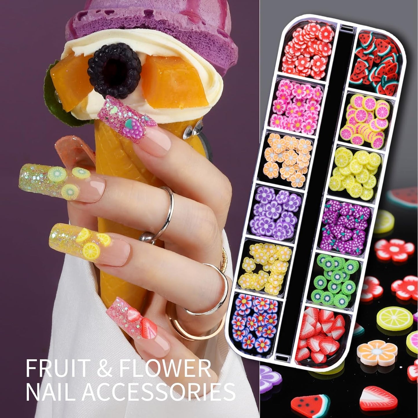 Teenitor Nail Charms and Gems Nail Art Tools, 6 Boxes 3D Nail Gems with 15 Sheets Nail Stickers for Nail Art, Flower Nail Stickers Nail Rhinestones Nail Supplies, Nail Pearls Nail Stuff Nail Decor