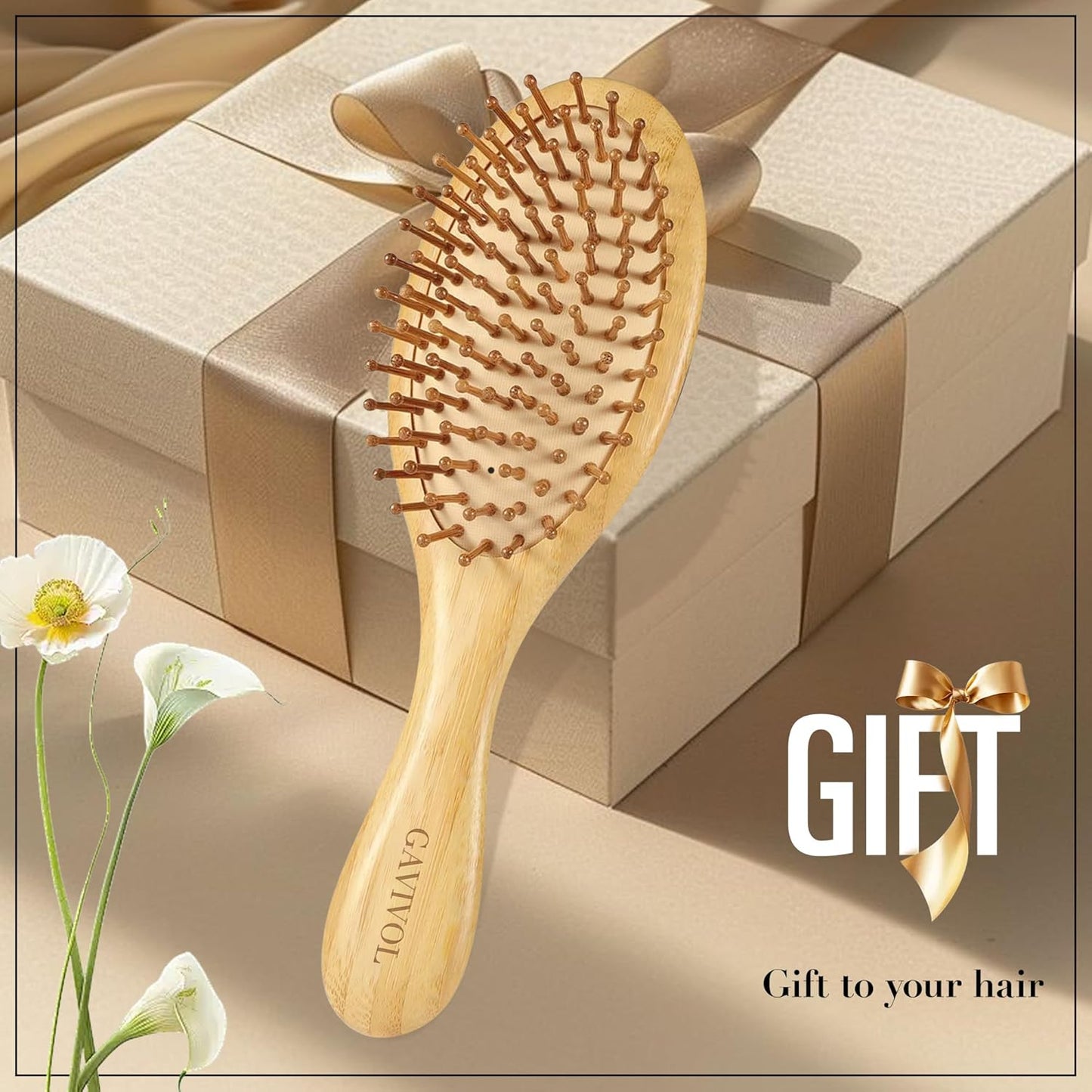 Bamboo Hair Brush for Hair Growth – Natural Bamboo Bristles Detangling & Scalp Massage – Ergonomic Wooden Handle – All Hair Types, Women, Men & Kids